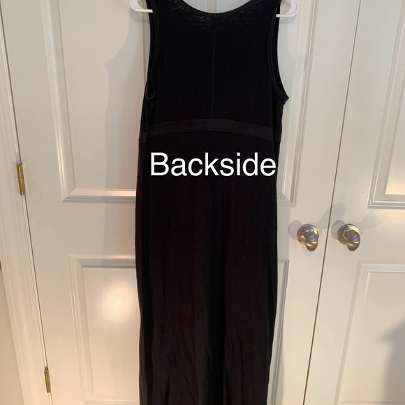 Women’s Large Eddie Bauer 100% Cotton, Black Maxi Dress w/Adjustable Waist Tie - Picture 9 of 15